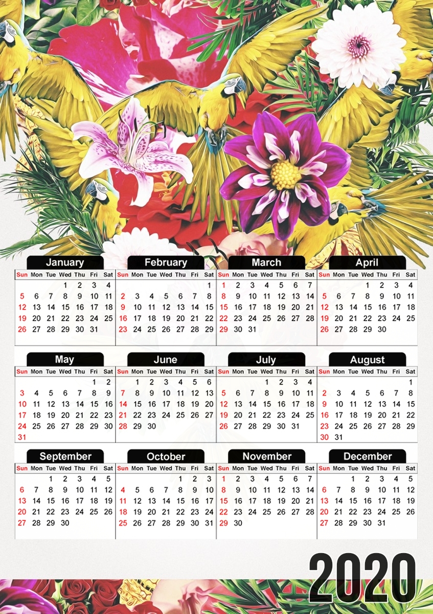  Parrot Floral for A3 Photo Calendar 30x43cm