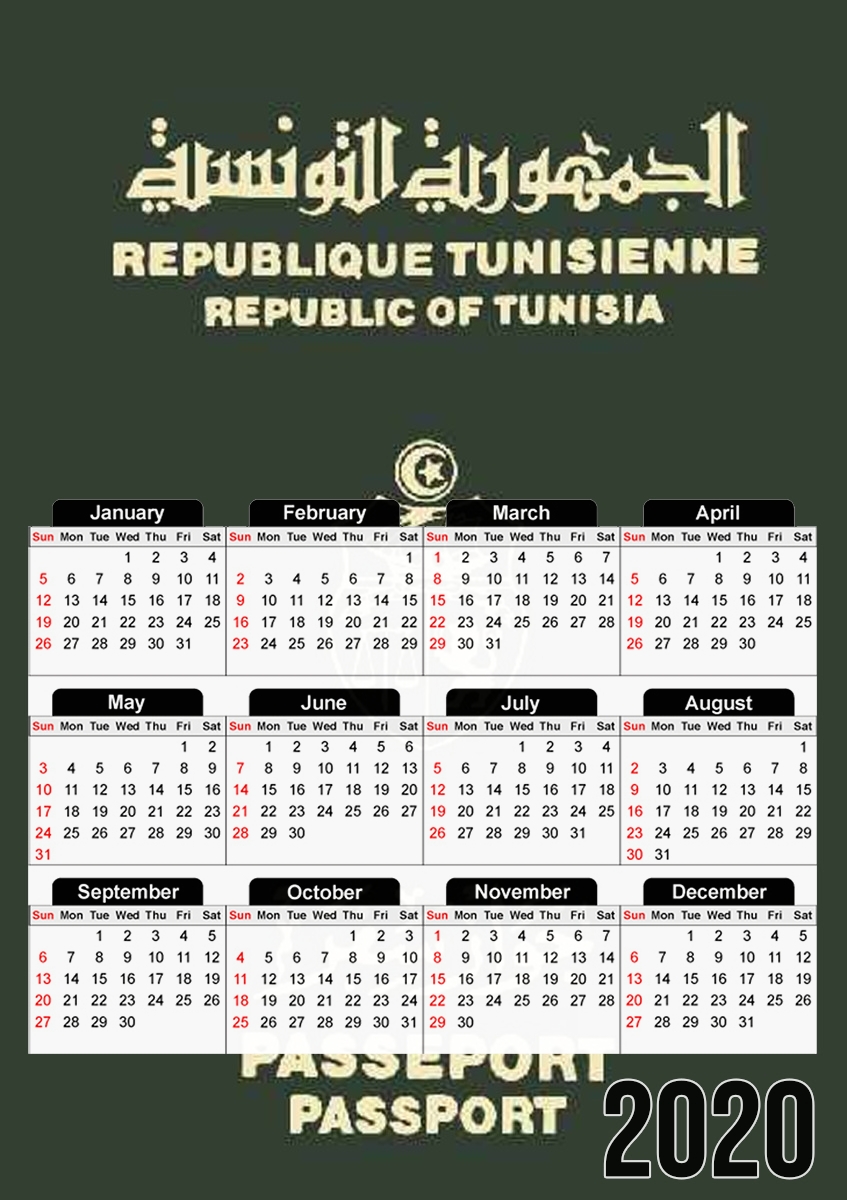  Passeport tunisien for A3 Photo Calendar 30x43cm