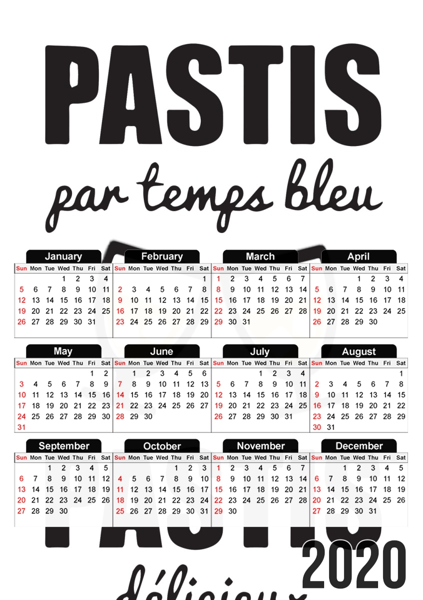  Pastis par temps bleu Pastis delicieux for A3 Photo Calendar 30x43cm