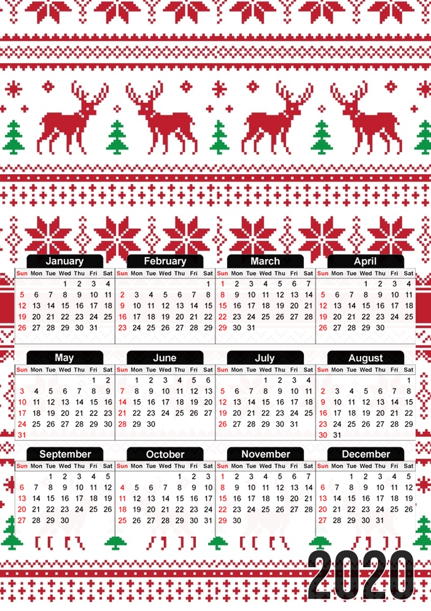  Pattern Christmas for A3 Photo Calendar 30x43cm