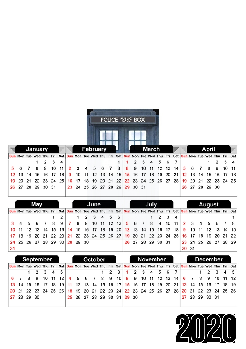  Police Box for A3 Photo Calendar 30x43cm