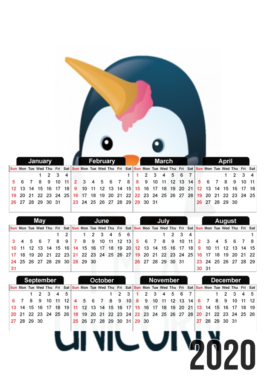  Pingouin wants to be unicorn for A3 Photo Calendar 30x43cm