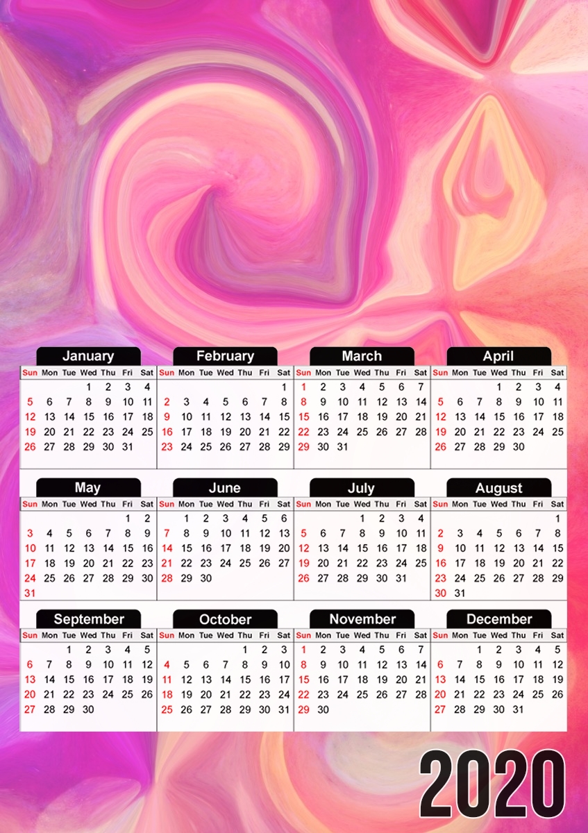  pink and orange swirls for A3 Photo Calendar 30x43cm