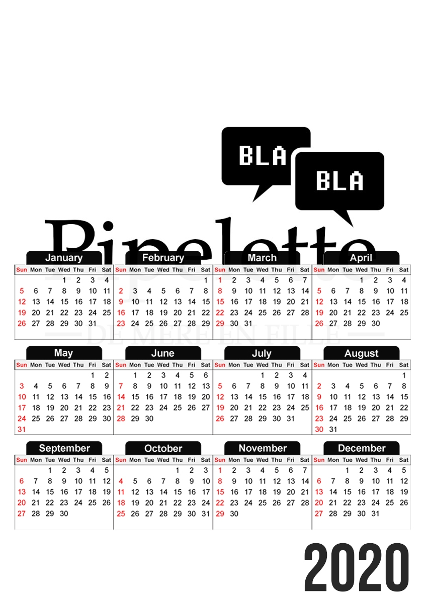  Pipelette de mere en fille for A3 Photo Calendar 30x43cm