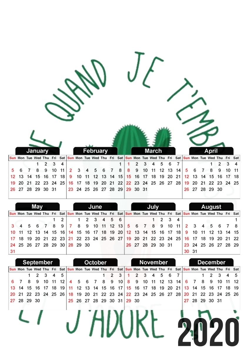  Pique comme un cactus for A3 Photo Calendar 30x43cm