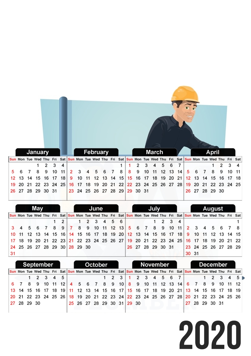  Plumbers with work tools for A3 Photo Calendar 30x43cm