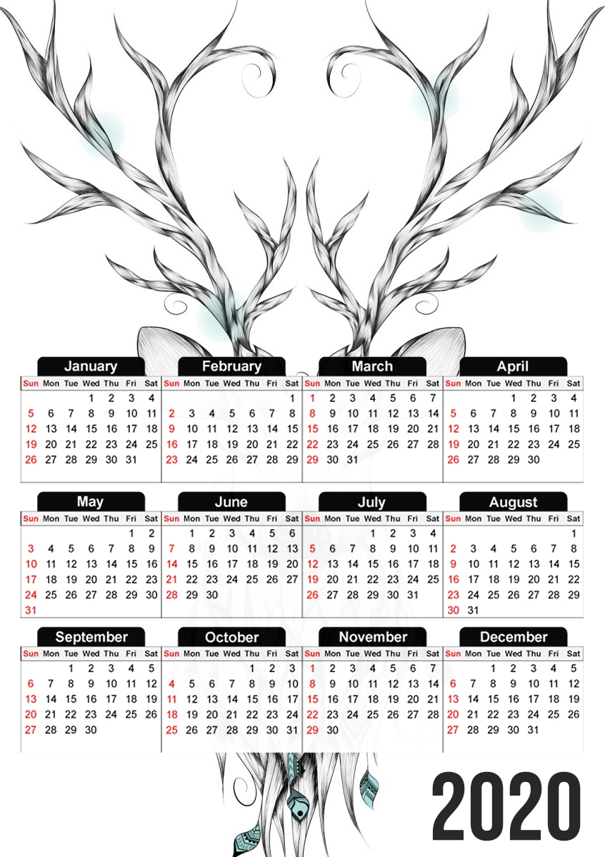  Poetic Deer for A3 Photo Calendar 30x43cm