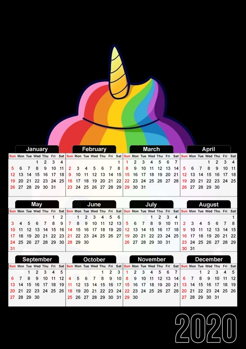  Poopycorn Caca Licorne for A3 Photo Calendar 30x43cm