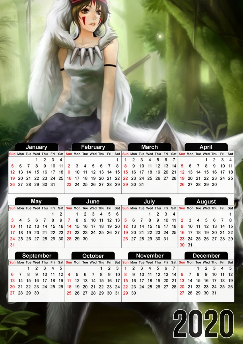  Princess Mononoke for A3 Photo Calendar 30x43cm