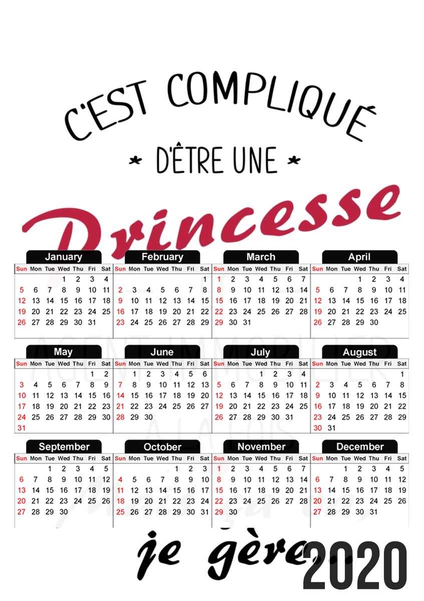  Princesse et agent immobilier for A3 Photo Calendar 30x43cm