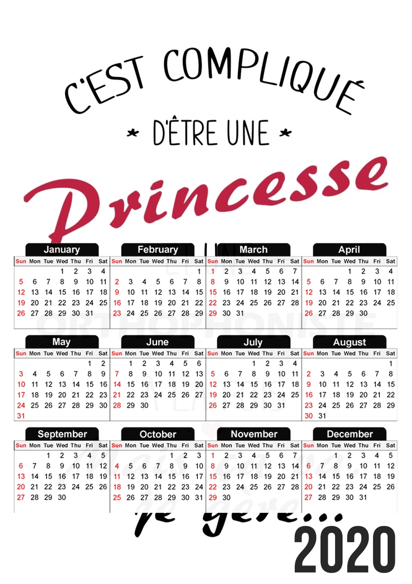  Princesse et orthophoniste for A3 Photo Calendar 30x43cm