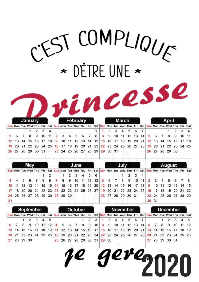  Princesse et secretaire for A3 Photo Calendar 30x43cm