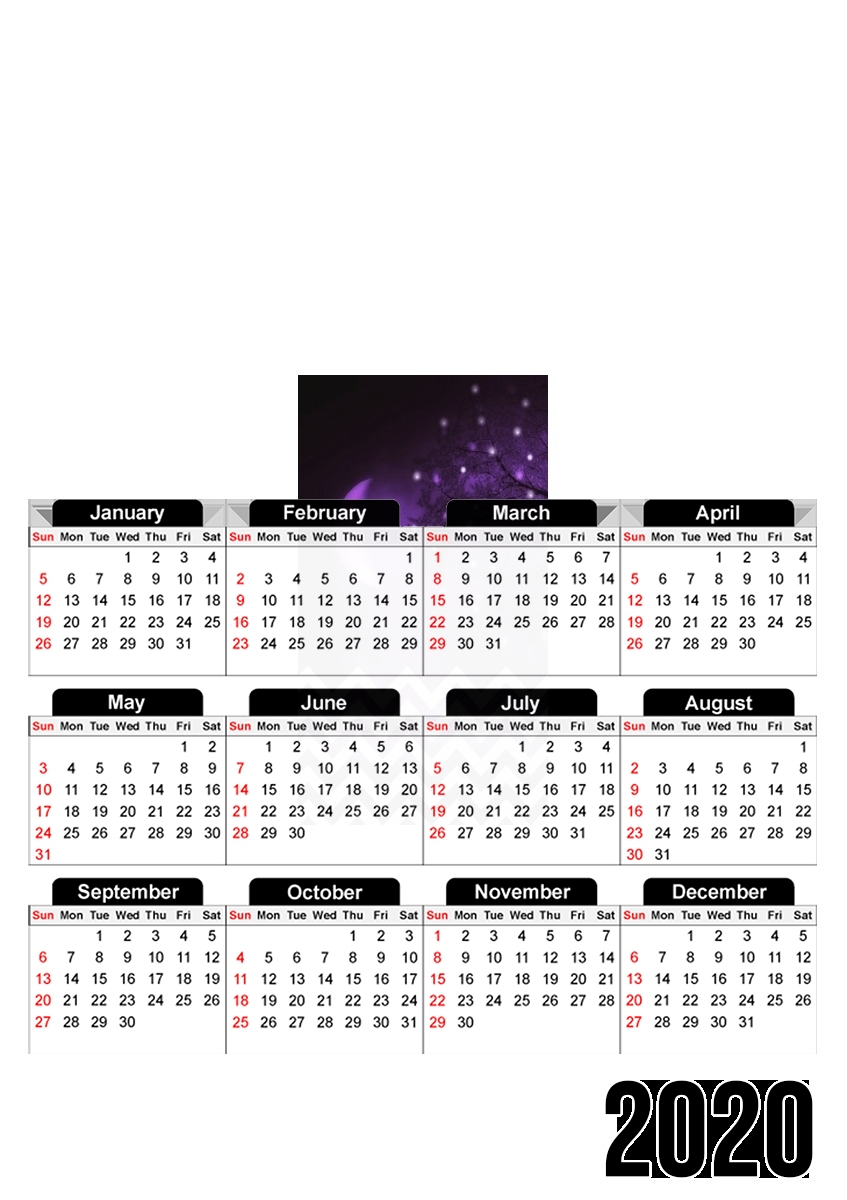  Purple moon chevron for A3 Photo Calendar 30x43cm