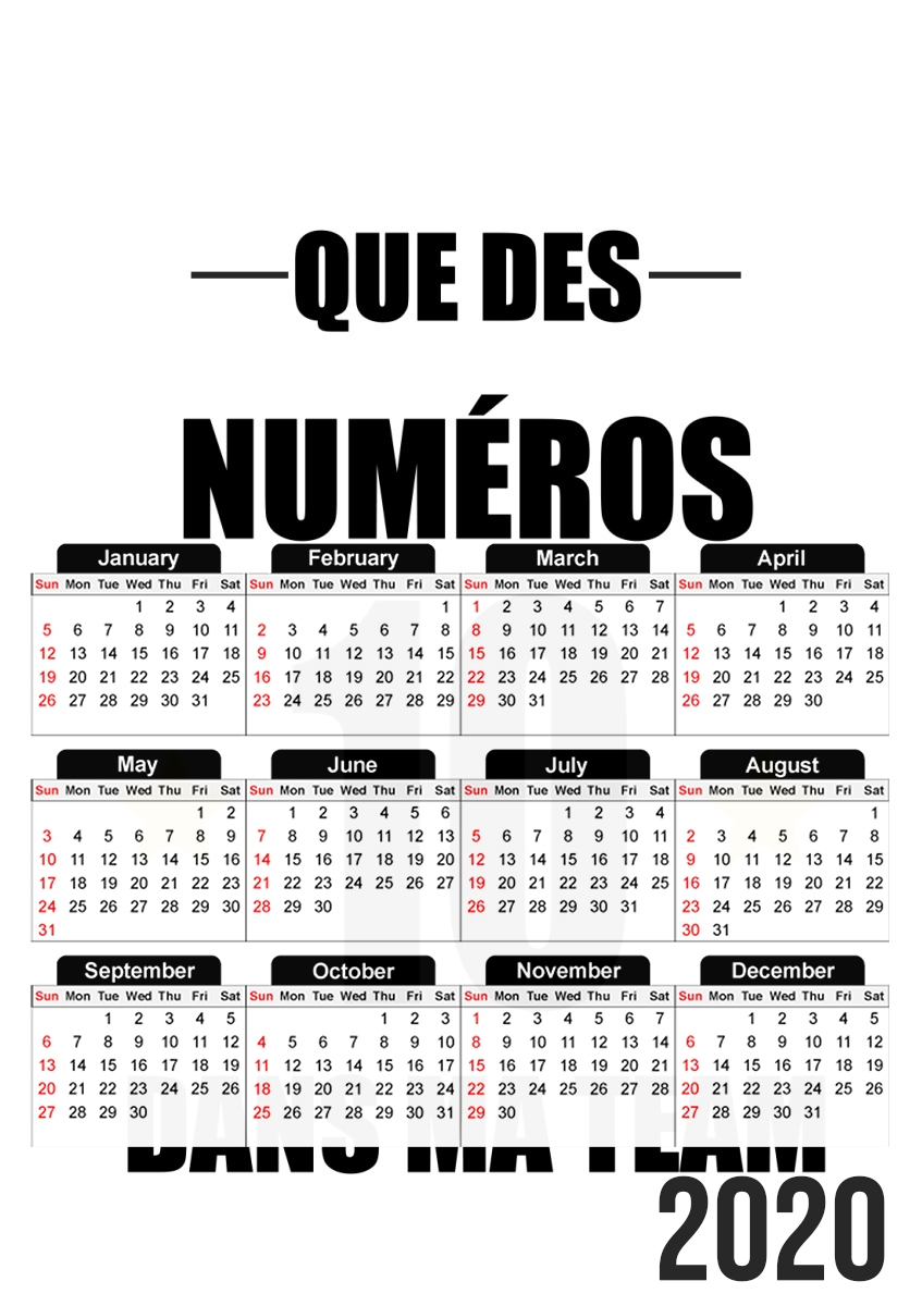  Que des numeros 10 dans ma team for A3 Photo Calendar 30x43cm