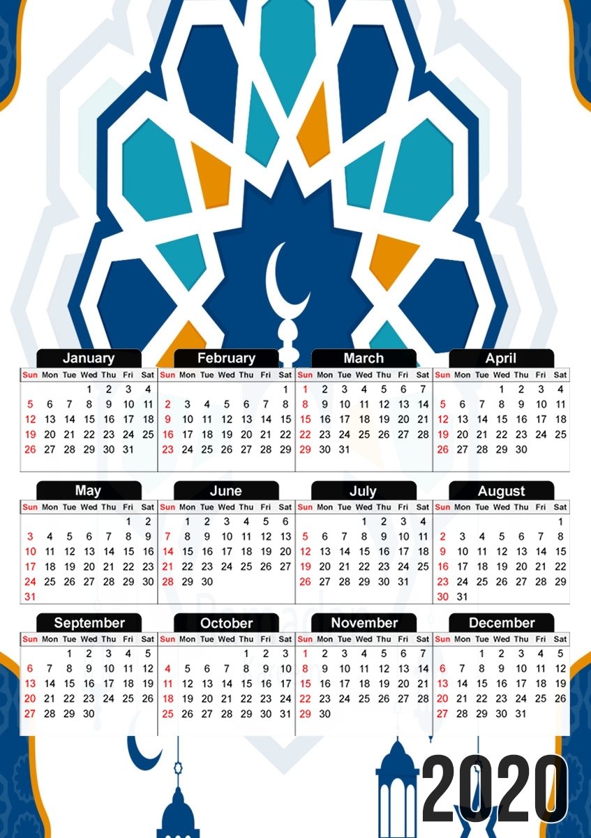  Ramadan Kareem Blue for A3 Photo Calendar 30x43cm