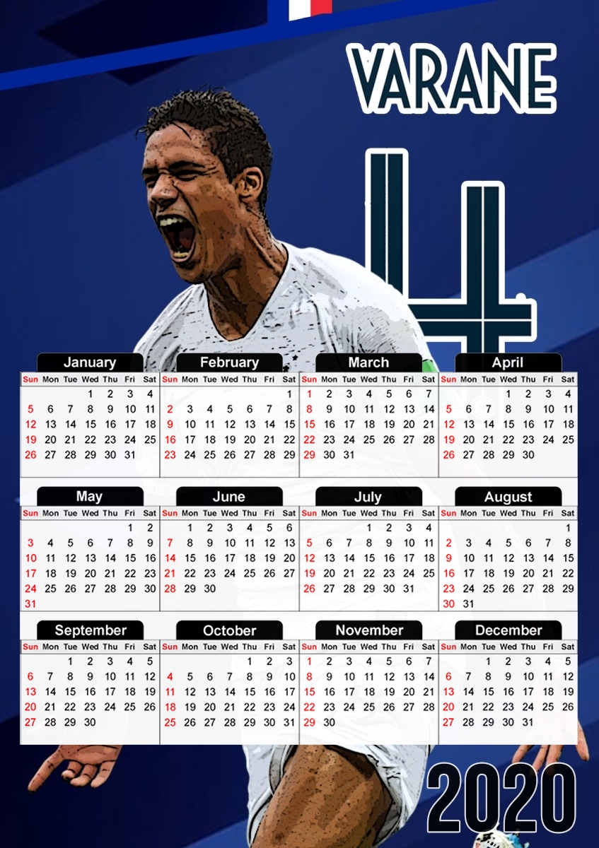  Raphael Varane Football Art for A3 Photo Calendar 30x43cm