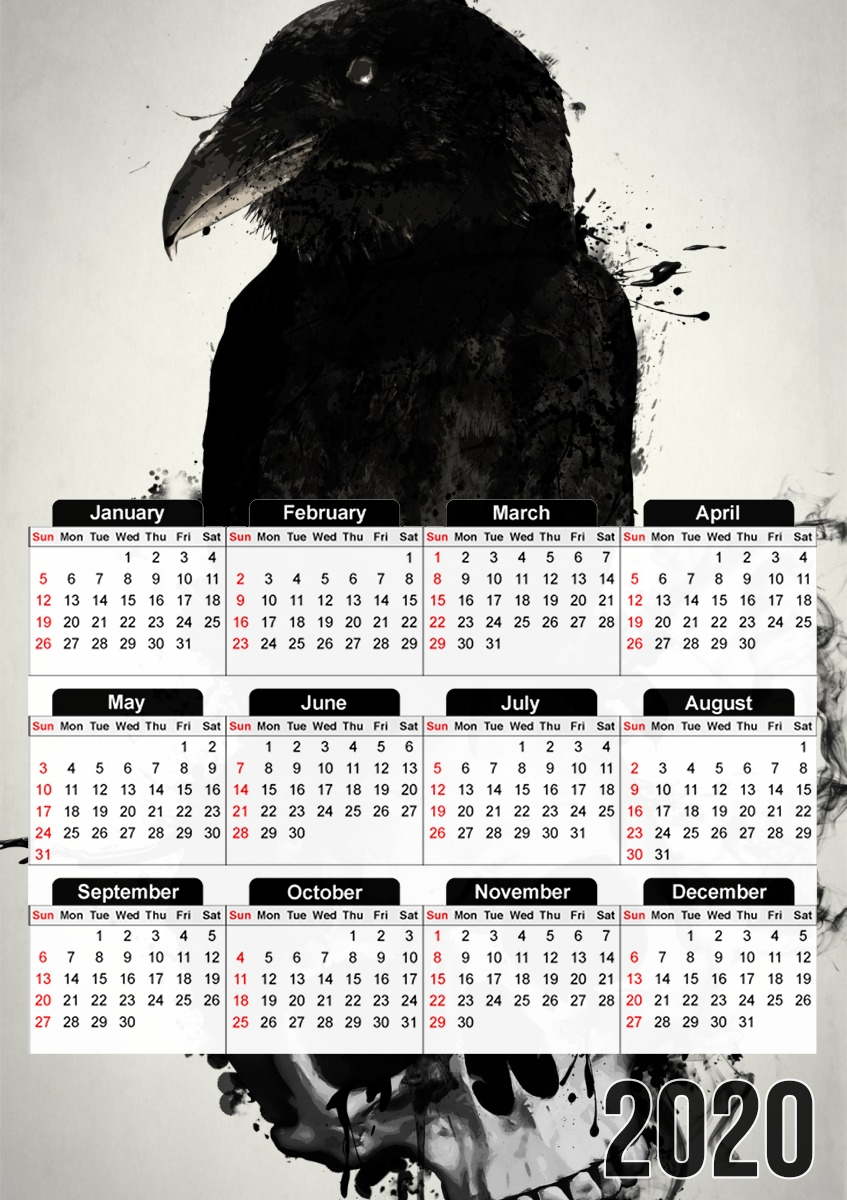  Raven and Skull for A3 Photo Calendar 30x43cm