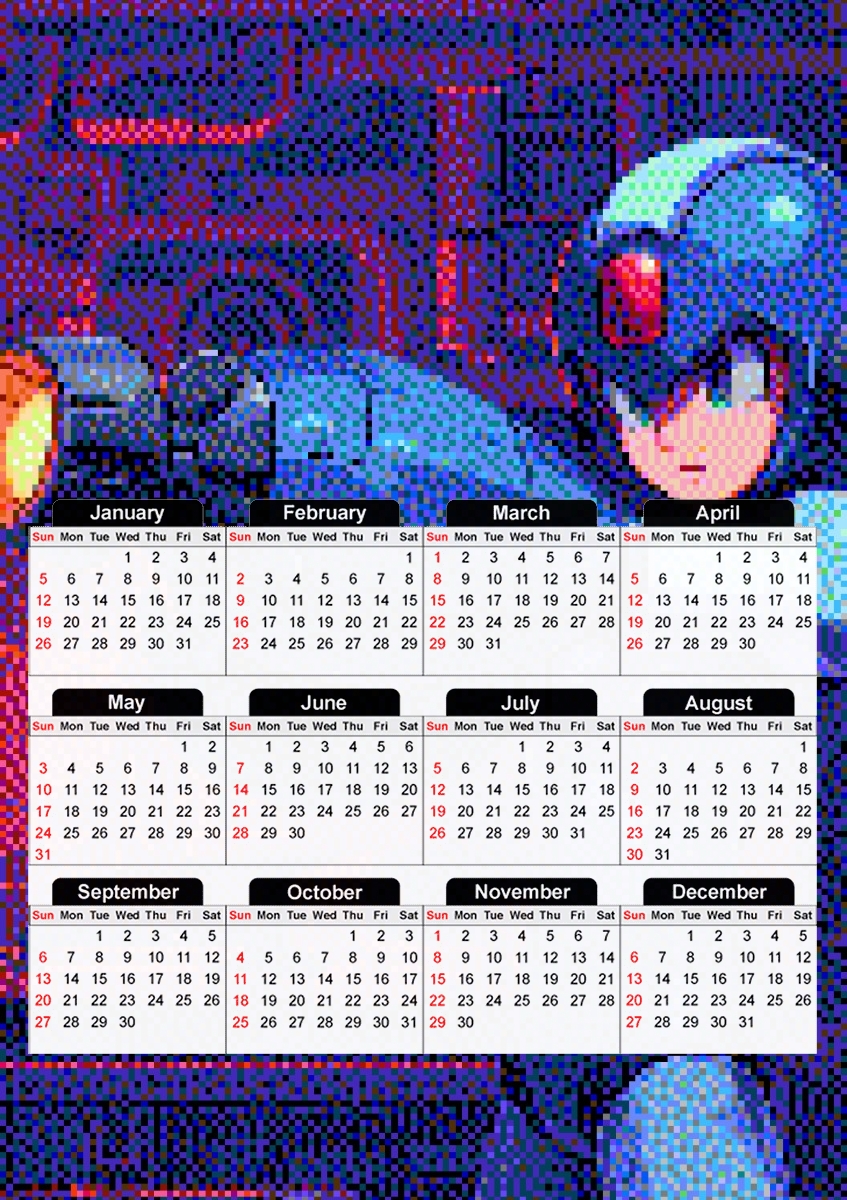  Retro Legendary Mega Man for A3 Photo Calendar 30x43cm