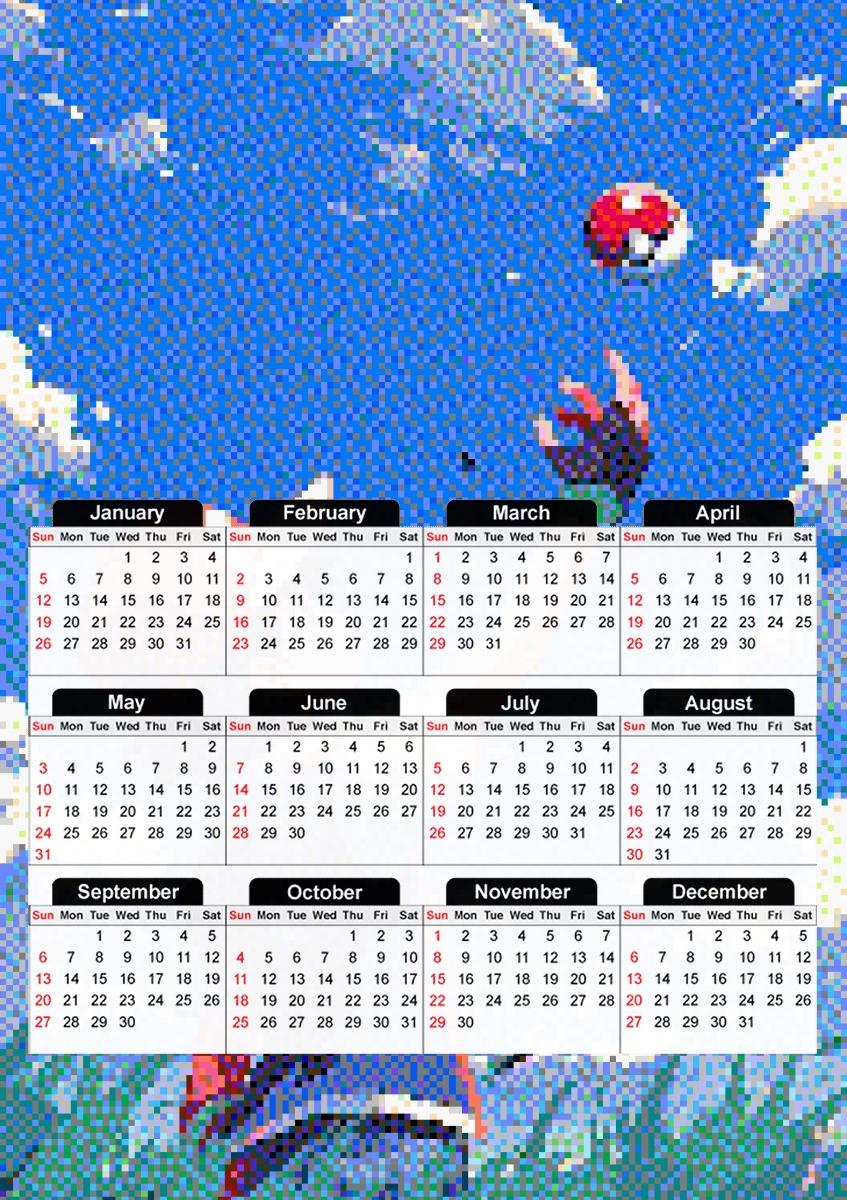  Retro Legendary Poketrainer for A3 Photo Calendar 30x43cm