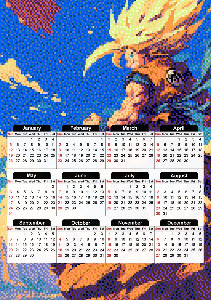  Retro Legendary Saiyan 2 for A3 Photo Calendar 30x43cm