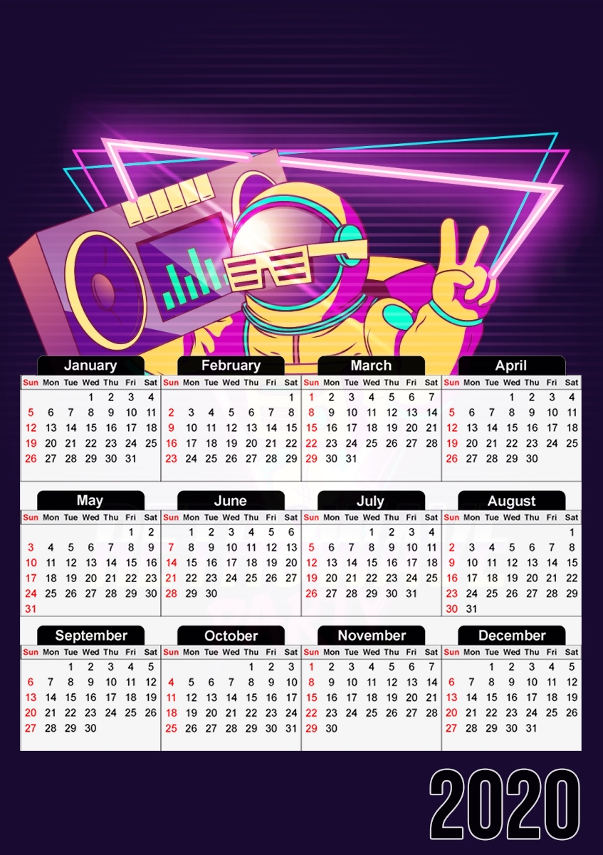  Retrowave party nightclub dj neon for A3 Photo Calendar 30x43cm