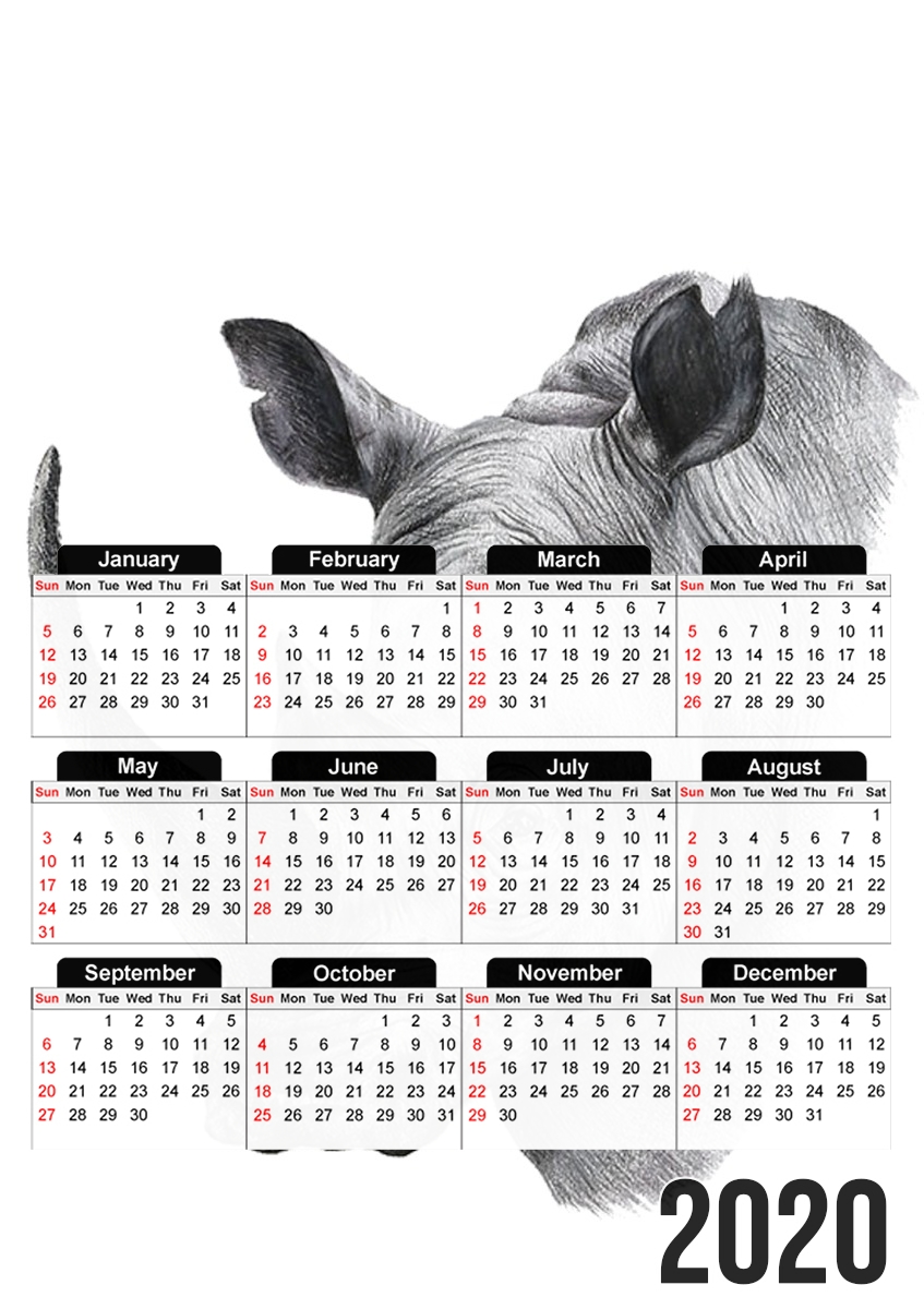  Rhino Shield Art for A3 Photo Calendar 30x43cm