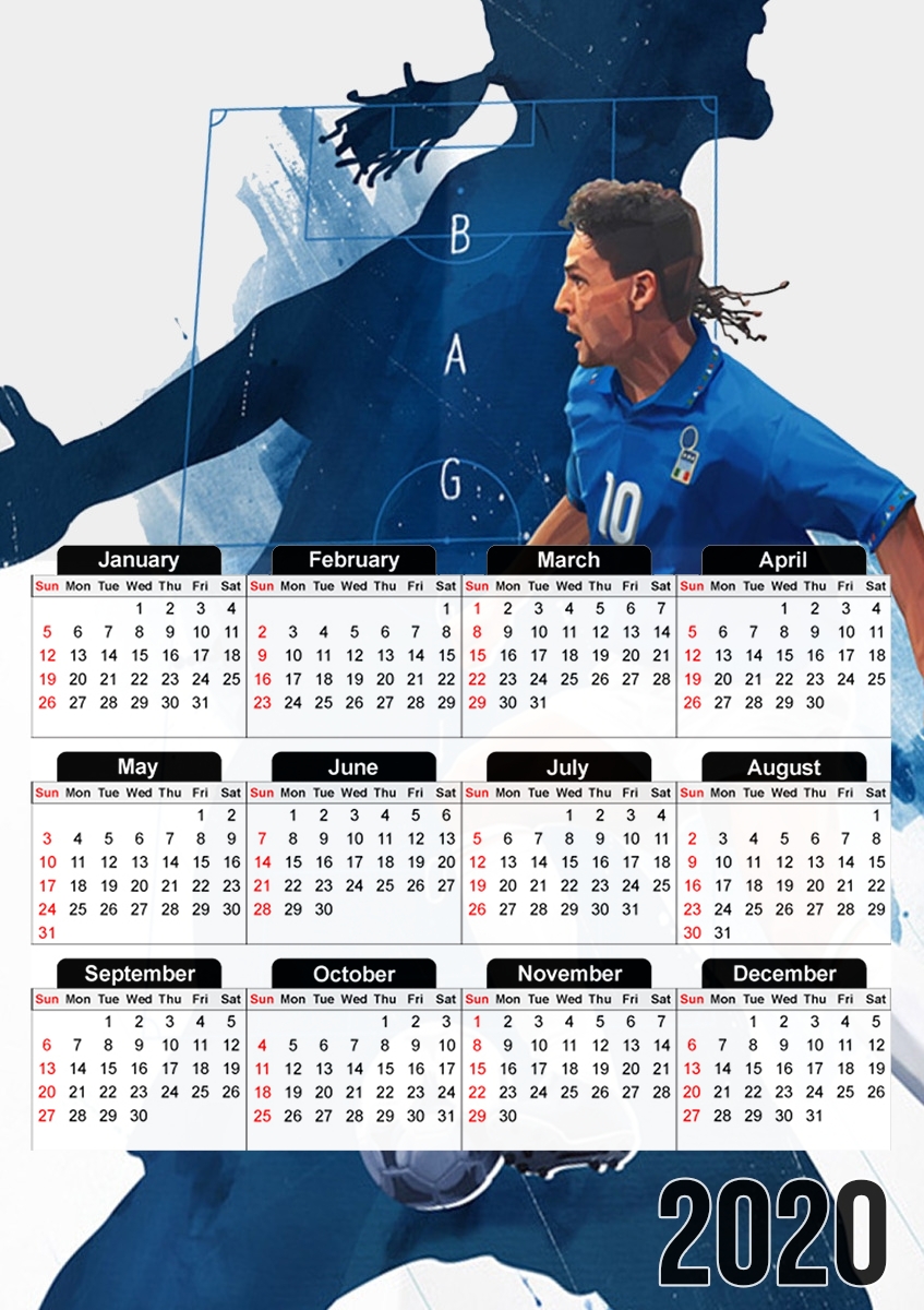  Roberto Baggio Italian Striker for A3 Photo Calendar 30x43cm