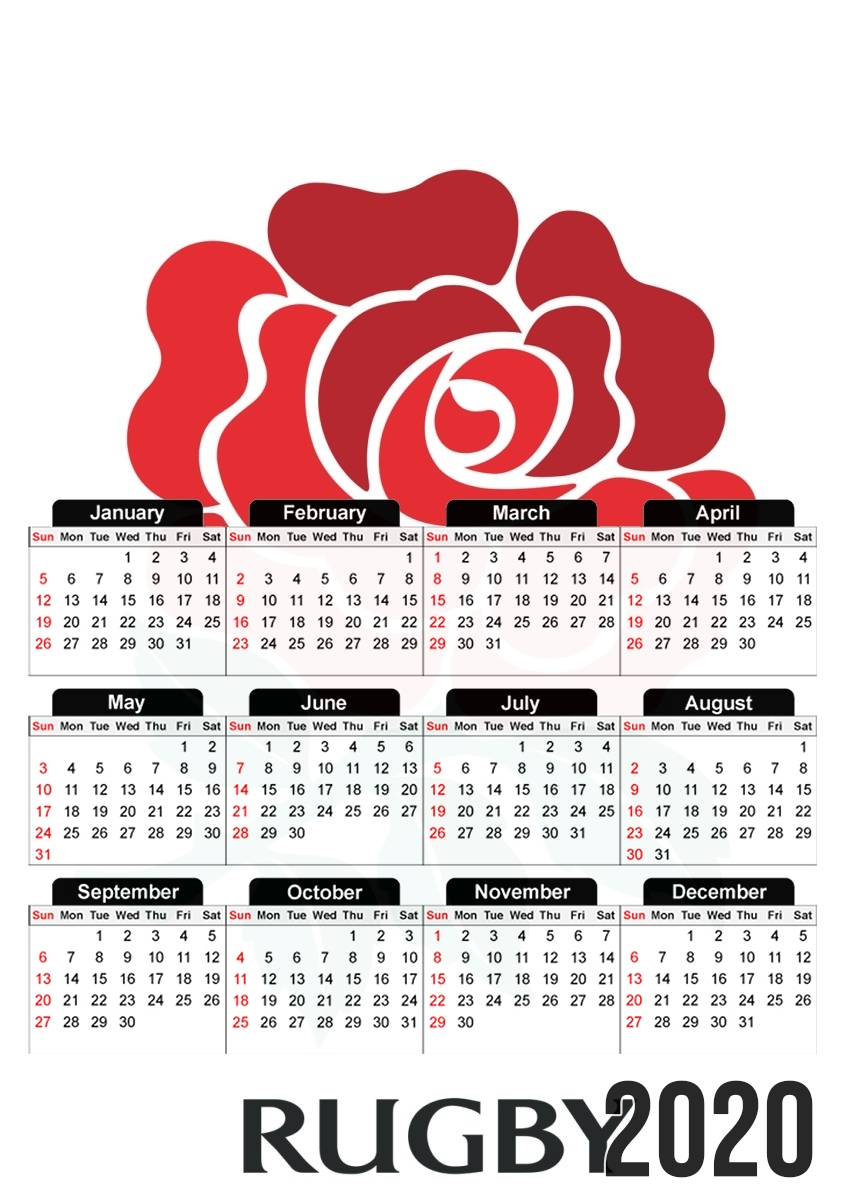  Rose Flower Rugby England for A3 Photo Calendar 30x43cm