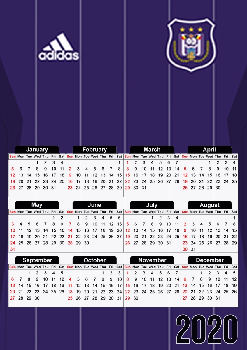  RSC Anderlecht Kit for A3 Photo Calendar 30x43cm