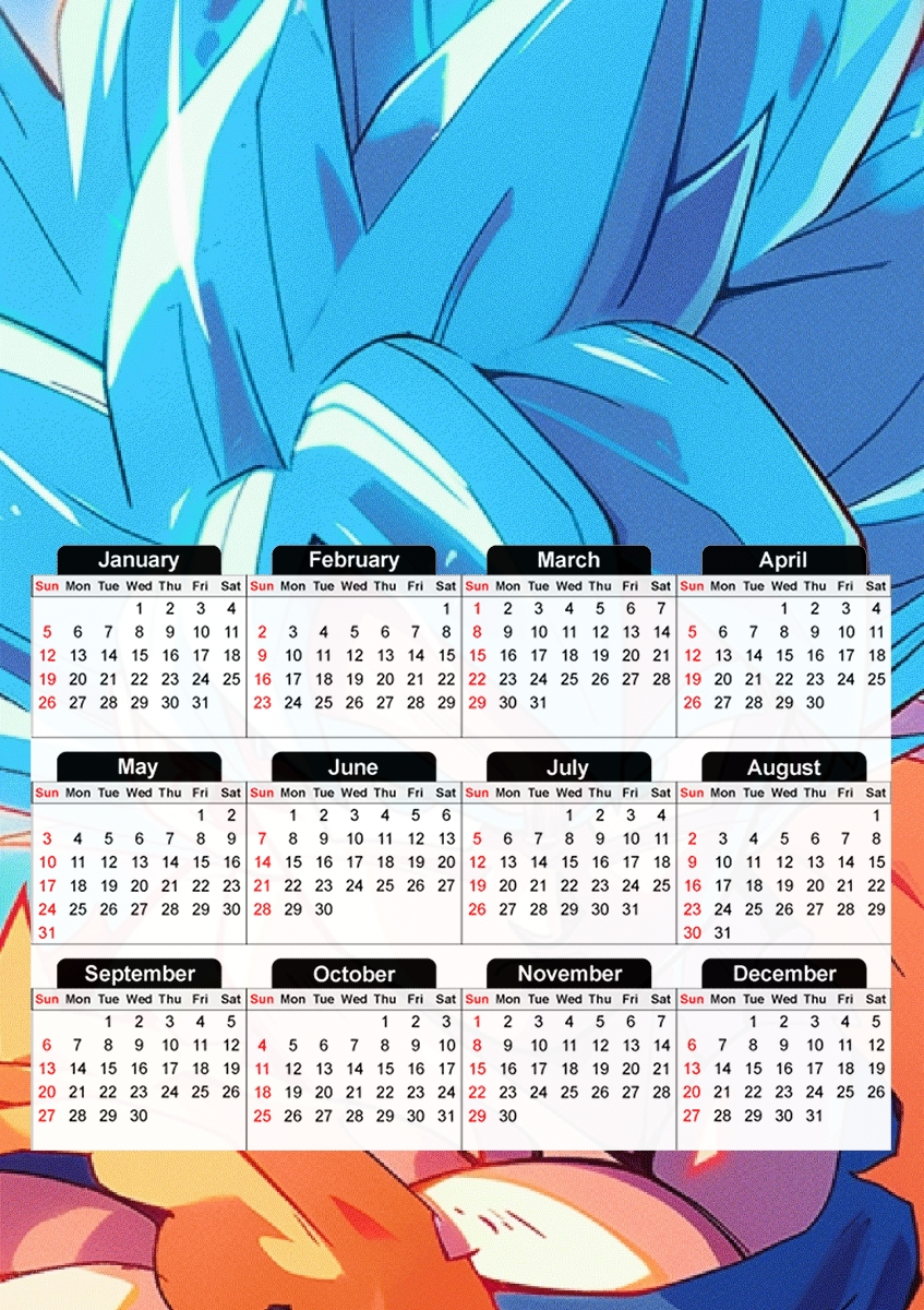  Saiyan God Blue  for A3 Photo Calendar 30x43cm