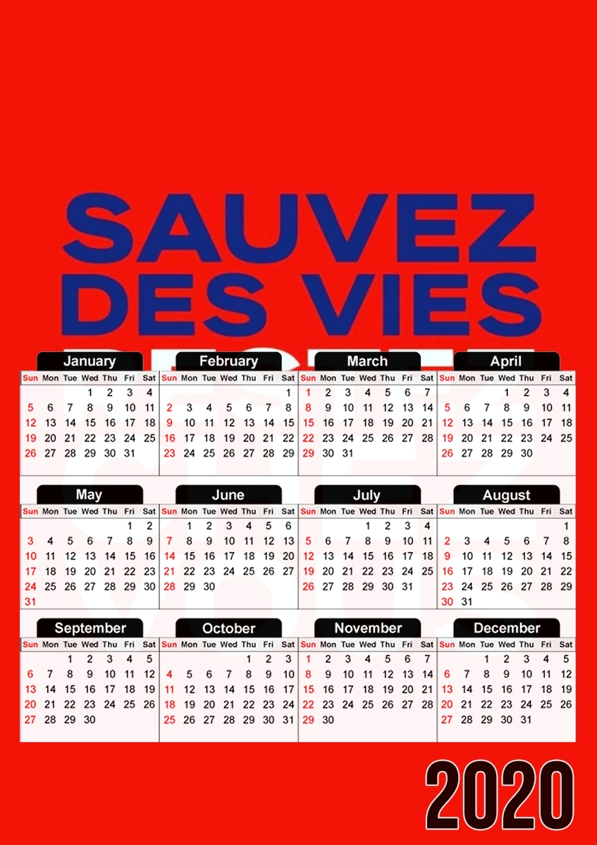  Sauvez des vies Restez chez vous for A3 Photo Calendar 30x43cm