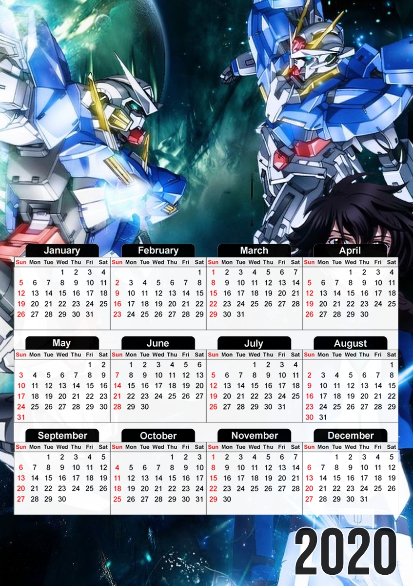  Setsuna Exia And Gundam for A3 Photo Calendar 30x43cm