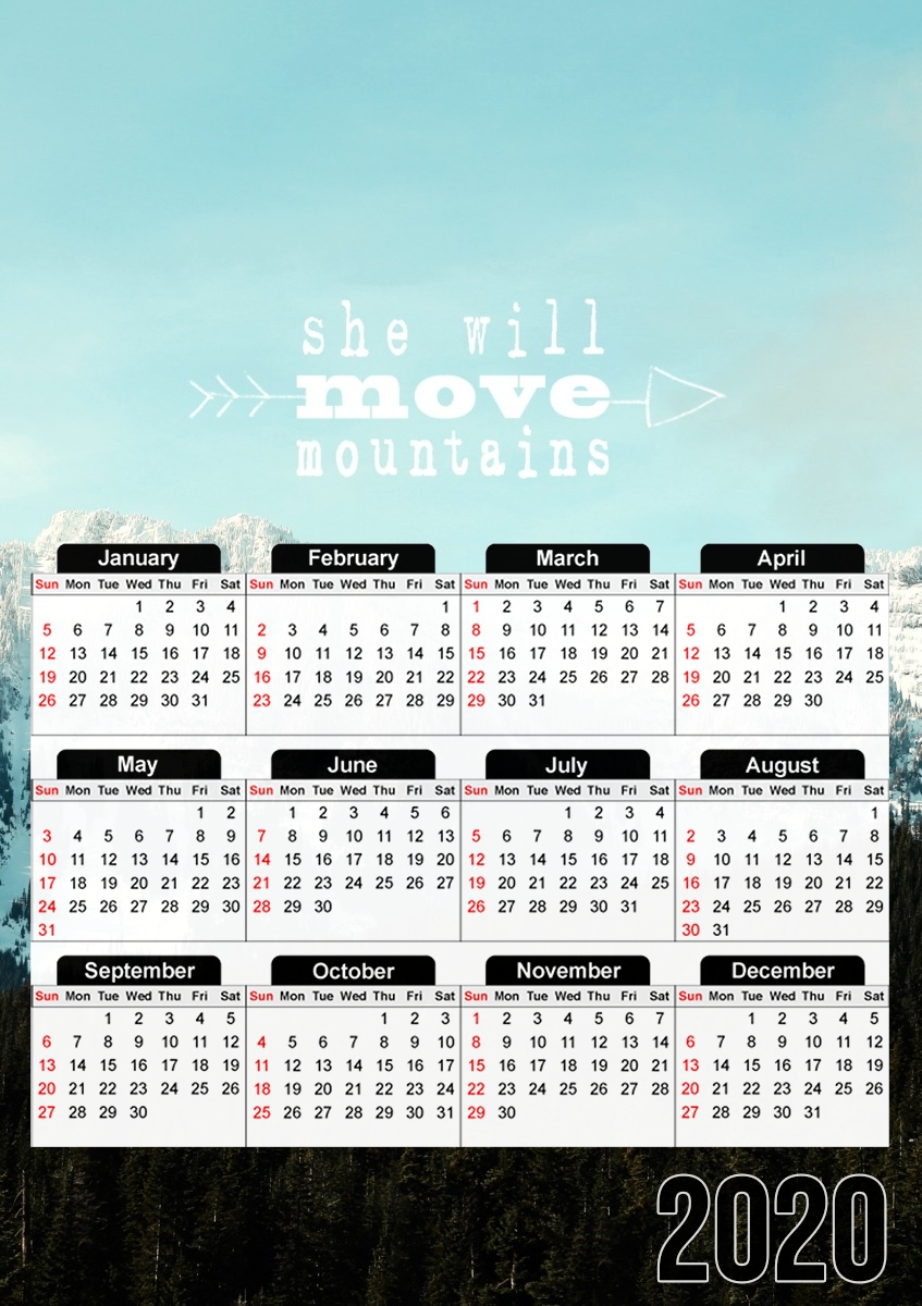  she will move mountains for A3 Photo Calendar 30x43cm