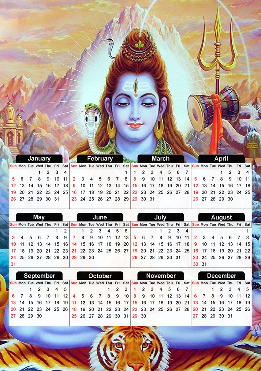  Shiva God for A3 Photo Calendar 30x43cm