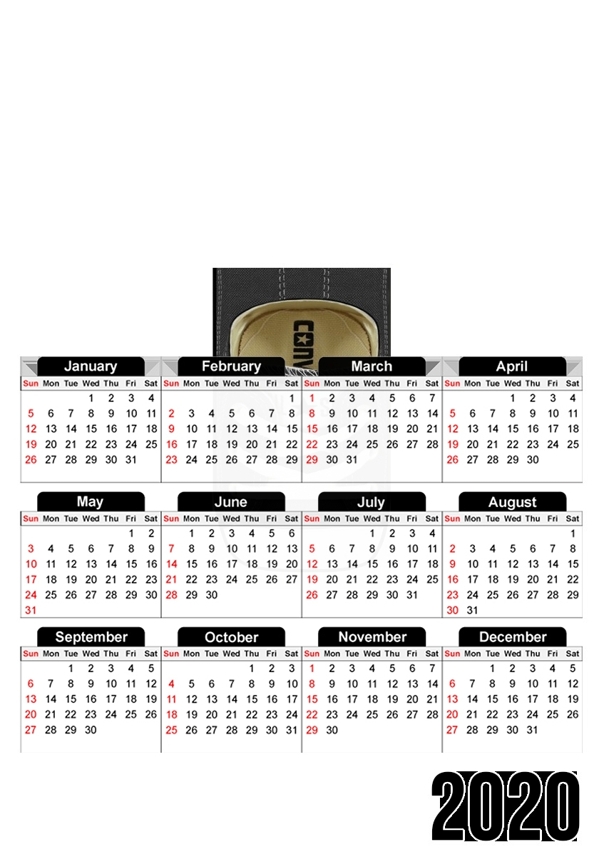  All Star Basket shoes black for A3 Photo Calendar 30x43cm