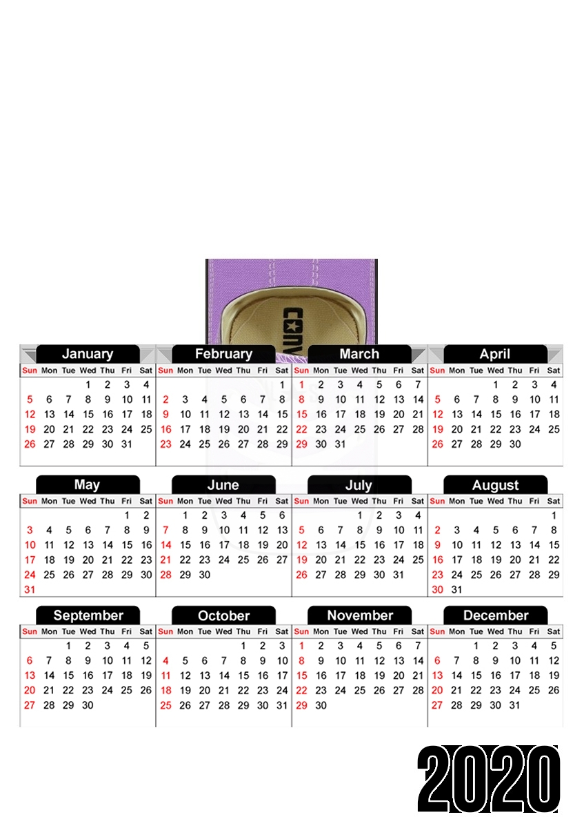  All Star Basket shoes purple for A3 Photo Calendar 30x43cm