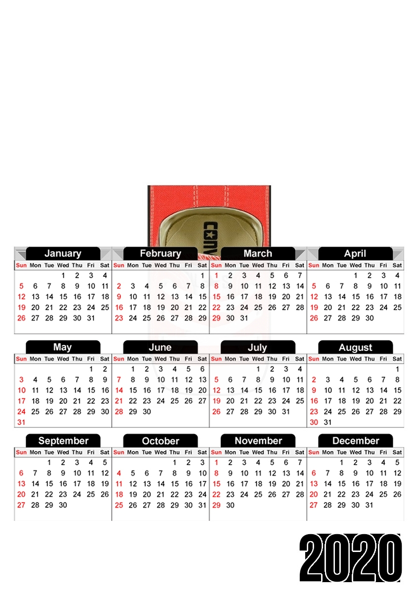  All Star Basket shoes red for A3 Photo Calendar 30x43cm