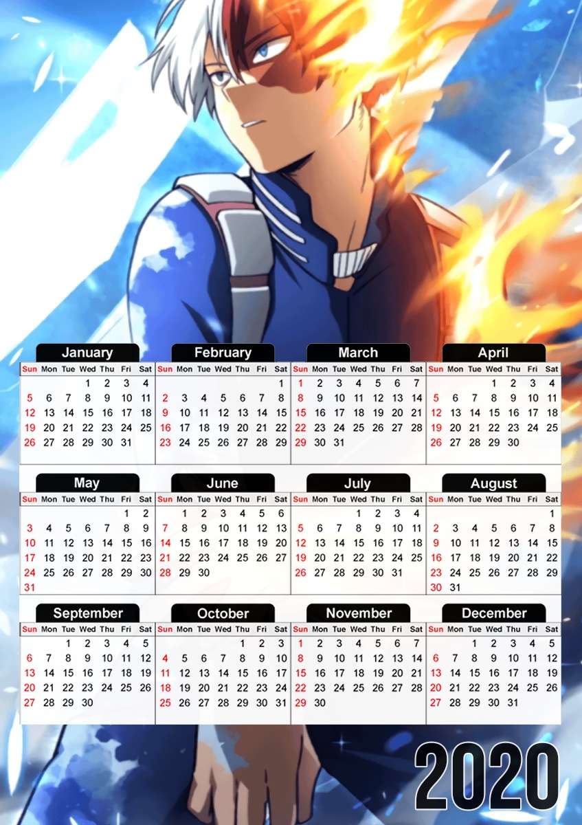  shoto todoroki ice and fire for A3 Photo Calendar 30x43cm