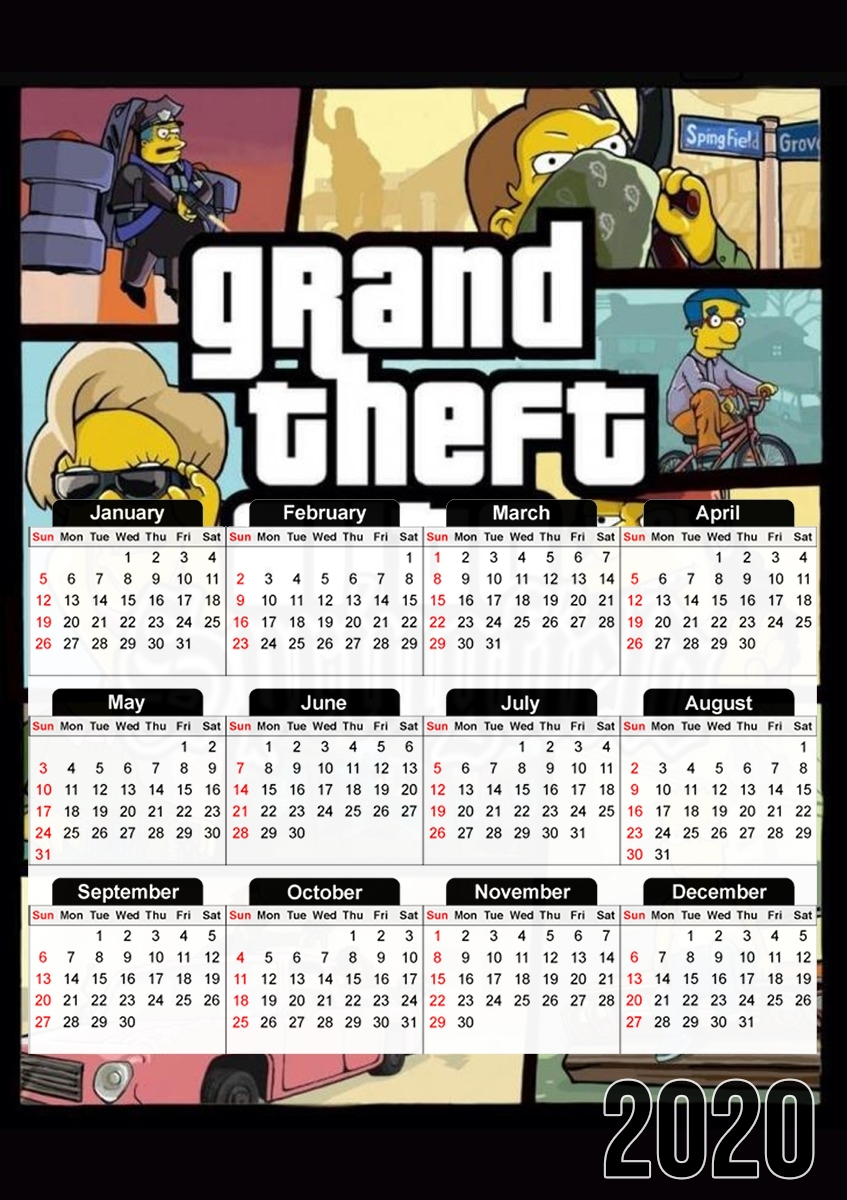  Simpsons Springfield Feat GTA for A3 Photo Calendar 30x43cm