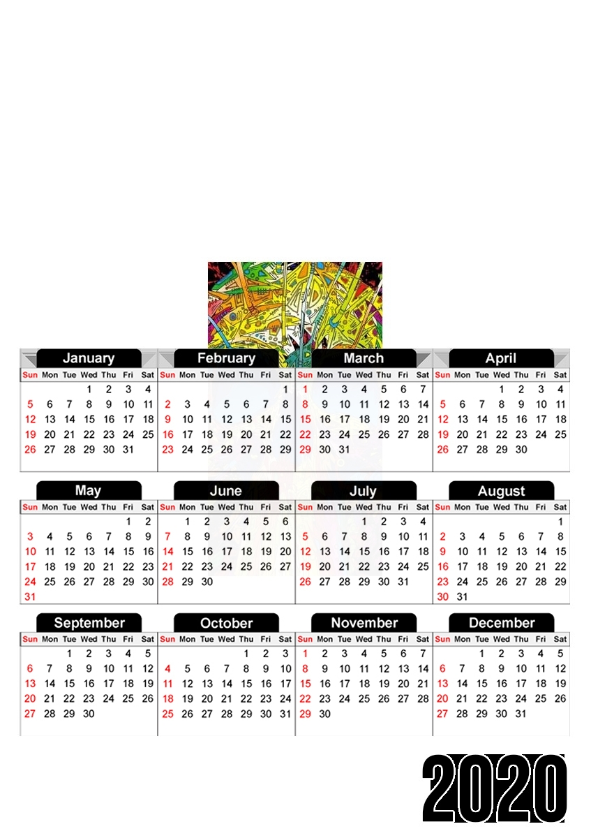  Color Skull Flashy for A3 Photo Calendar 30x43cm