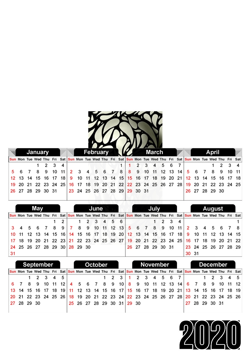  Skull Zebra White And Black for A3 Photo Calendar 30x43cm
