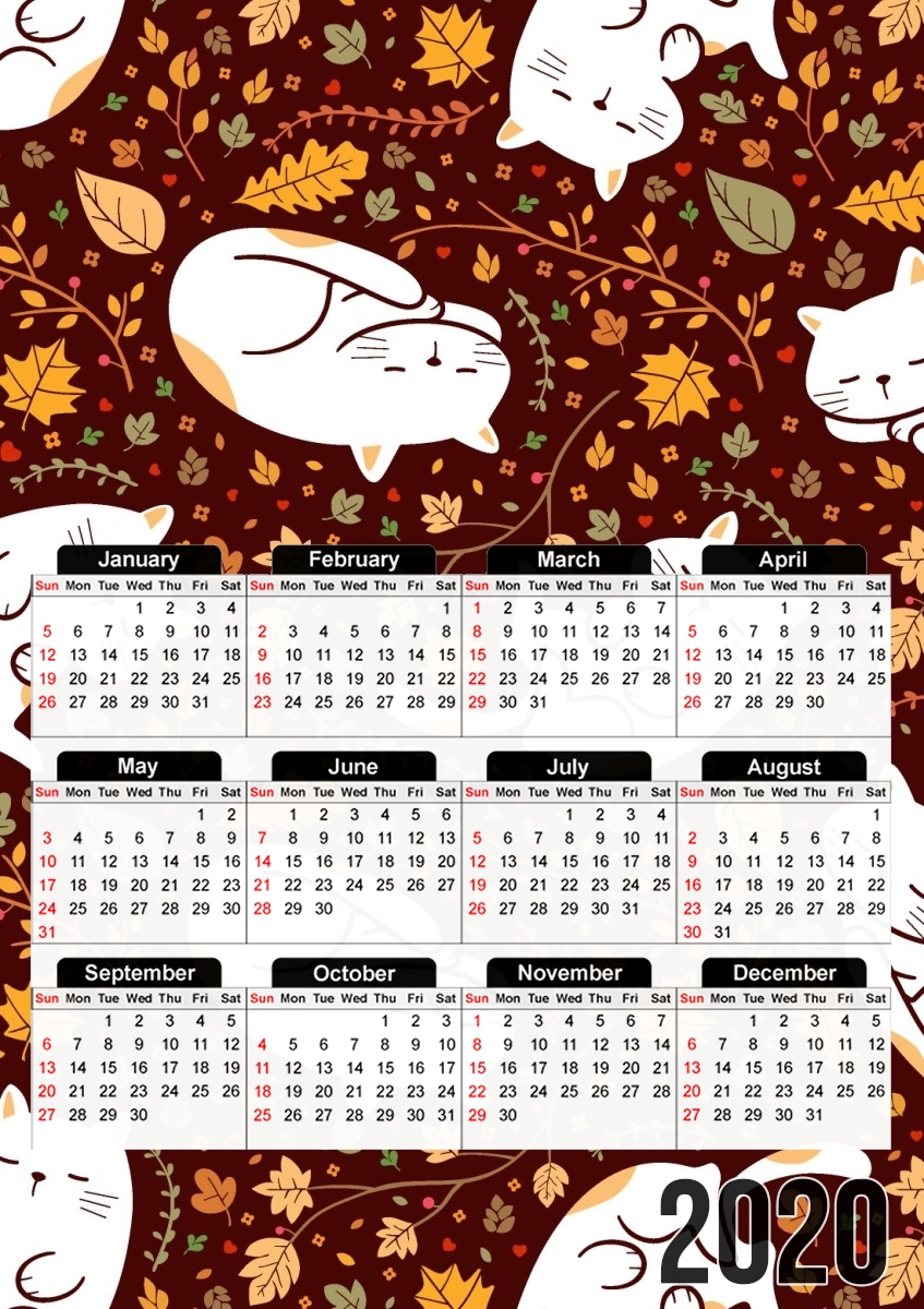  Sleeping cats seamless pattern for A3 Photo Calendar 30x43cm