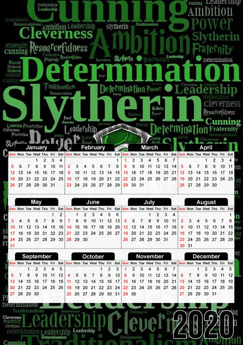  slytherin Serpentard for A3 Photo Calendar 30x43cm