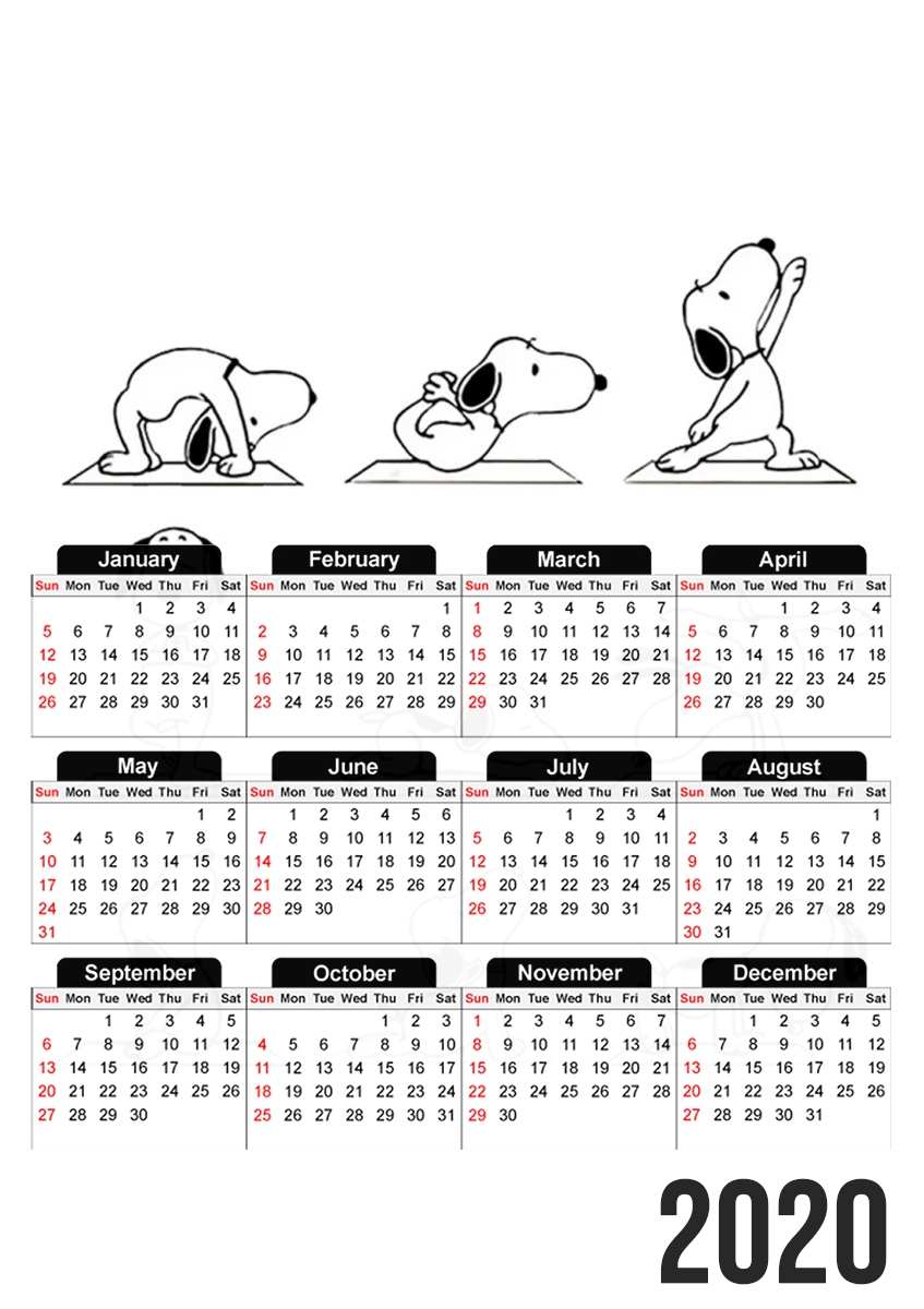  Snoopy Yoga for A3 Photo Calendar 30x43cm