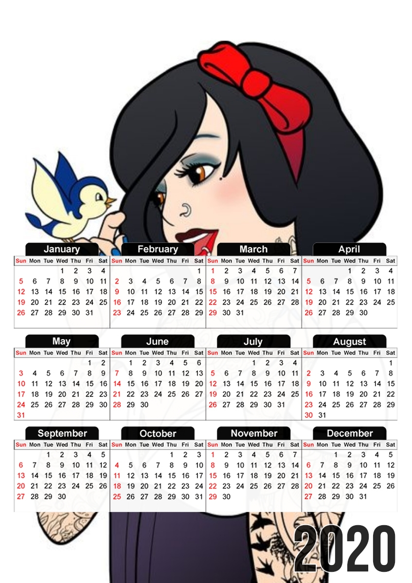  Snow White Tattoo Bird for A3 Photo Calendar 30x43cm