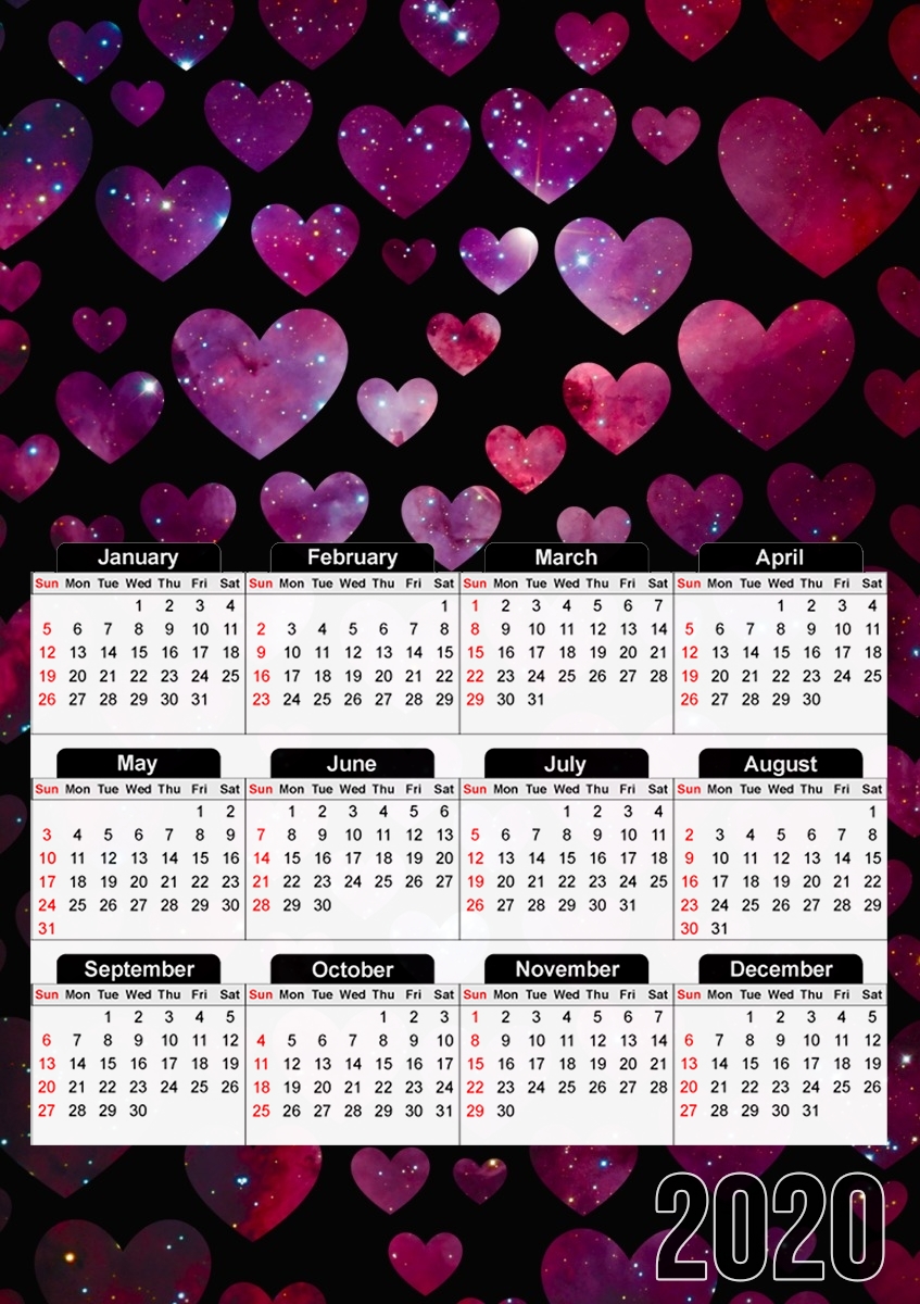  Space Hearts for A3 Photo Calendar 30x43cm