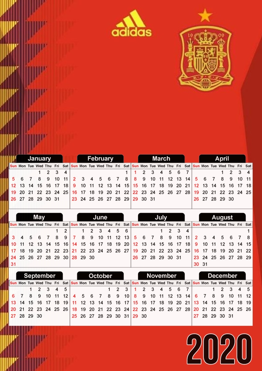  Spain World Cup Russia 2018  for A3 Photo Calendar 30x43cm