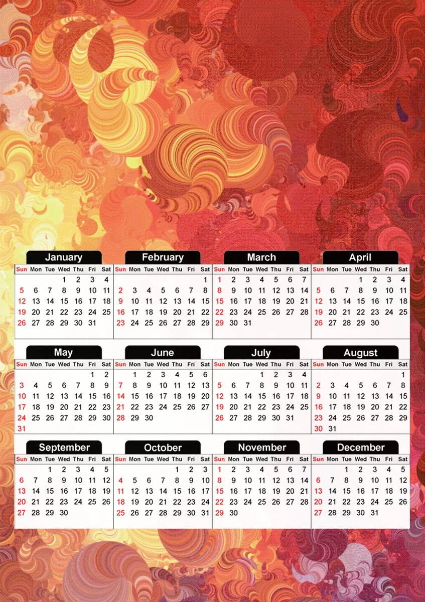  Spiral Inferno for A3 Photo Calendar 30x43cm