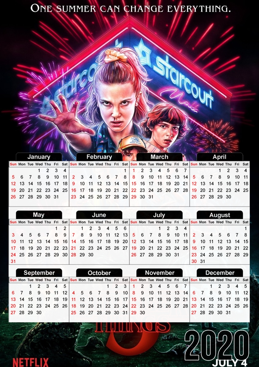  Stranger Things Saison 3 for A3 Photo Calendar 30x43cm