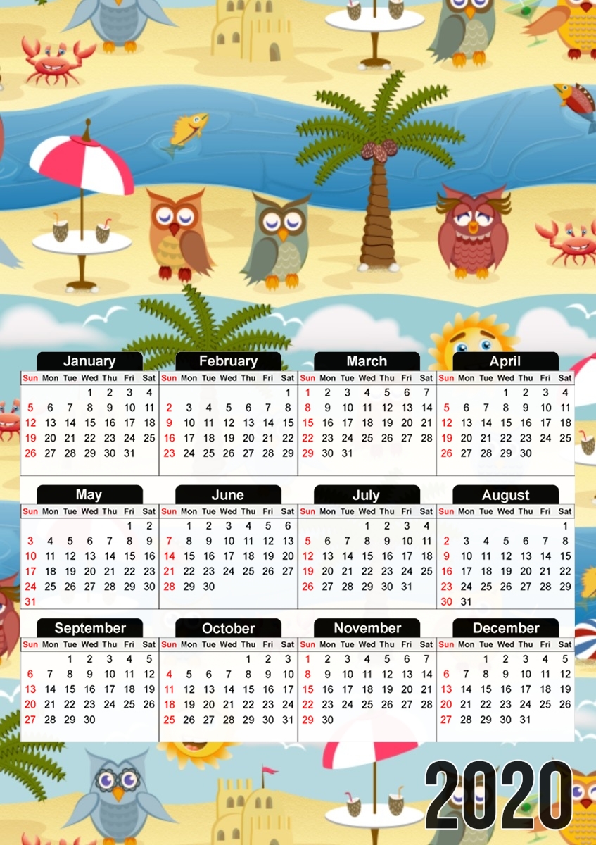  summer owls for A3 Photo Calendar 30x43cm